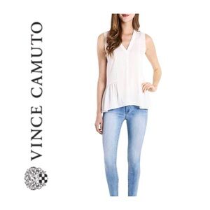 NEW Vince Camuto White Ruffle Peplum Top